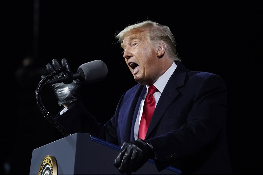 President Donald Trump speaks at a campaign rally at Williamsport Regional Airport, Saturday, Oct. 31, 2020, in Montoursville, Pa. (AP Photo/Alex Brandon)