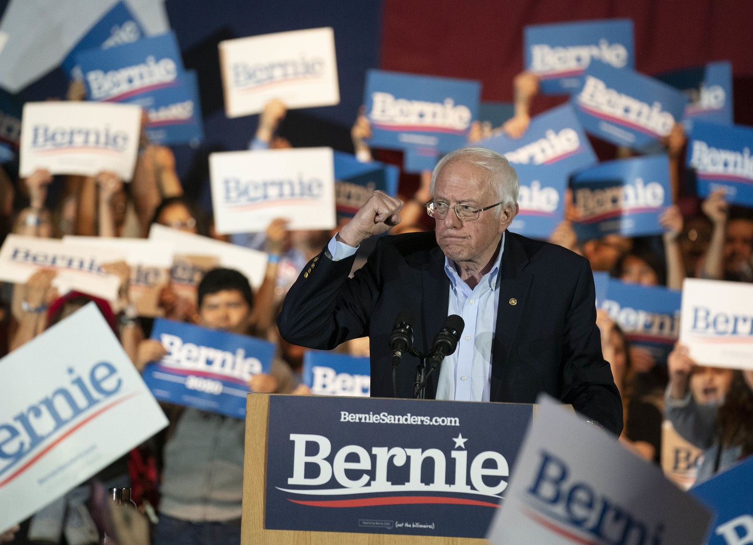 Bernie Sanders in San Antonio, Texas. Der Präsidentschaftsbewerber hat die Vorwahlen im Bundesstaat Nevada gewonnen.