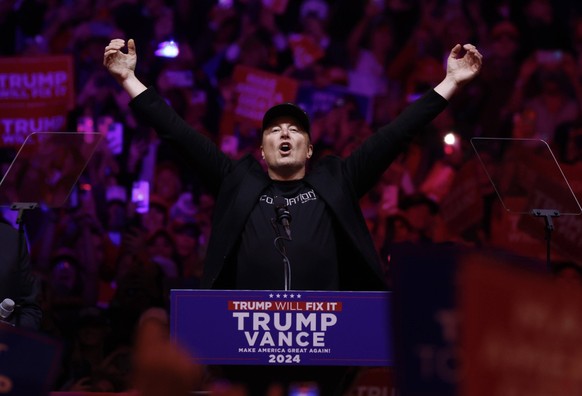 CEO of Tesla Motors Elon Musk speaks before Republican Nominee and former President of the United States Donald J. Trump speaks at a rally at Madison Square Garden in New York City on Sunday, October  ...