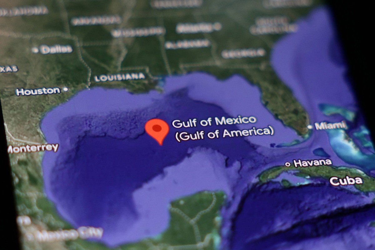 Gulf Of America On Google Maps Photo Illustrations Gulf of Mexico Gulf of America on Google Maps displayed on a phone screen is seen in this illustration photo taken in Krakow, Poland on February 12,  ...