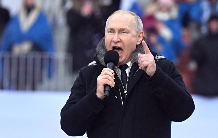 Russia Putin Military Support Concert 8375898 22.02.2023 Russian President Vladimir Putin attends a concert dedicated to Russian servicemen taking part in the military operation in Ukraine on the eve  ...