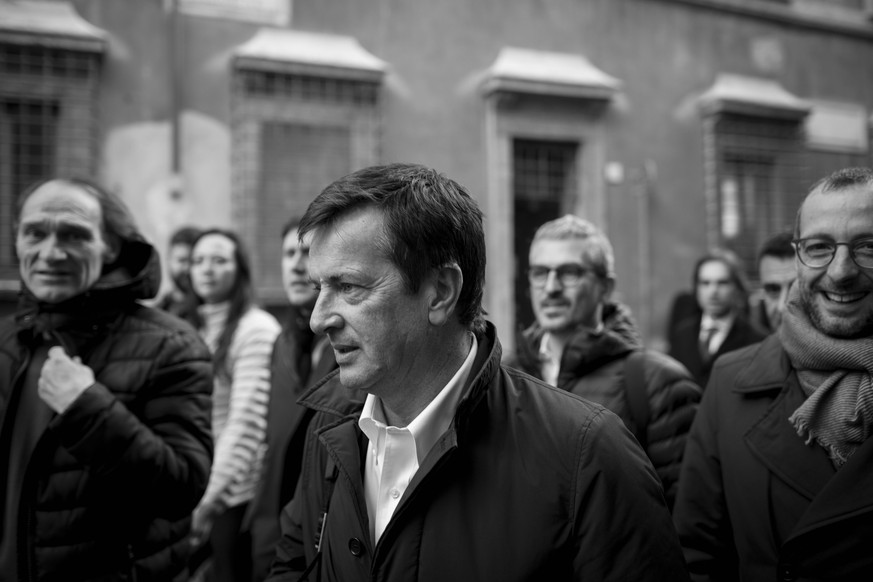 March 12, 2018 - Rome, Italy - Major of Bergamo and Democratic Party (PD) member Giorgio Gori (C) attends the party s directorate meeting in Rome, after former Italian Premier Matteo Renzi has formall ...