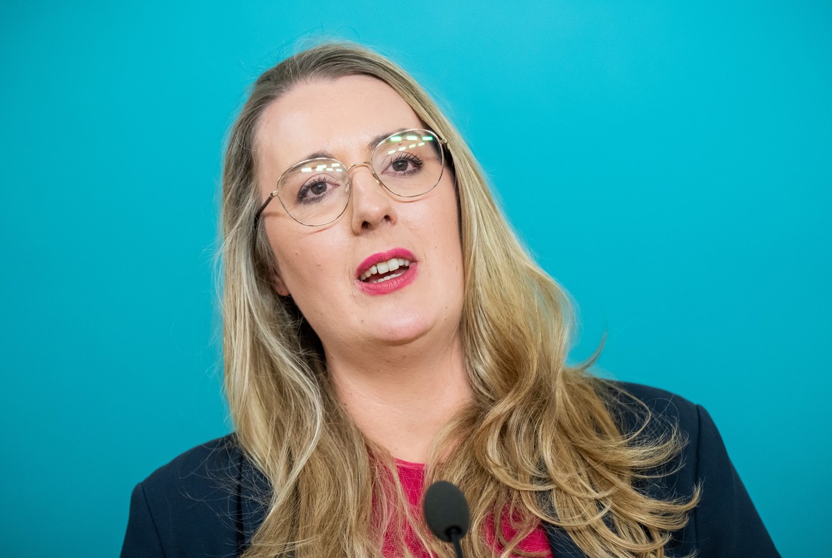 05.03.2025, Berlin: Katharina Dröge, Bundestags Fraktionsvorsitzende von Bündnis 90/Die Grünen spricht bei einem Statement nach dem Treffen mit dem Unions Kanzlerkandidaten und CDU Bundesvorsitzendere ...