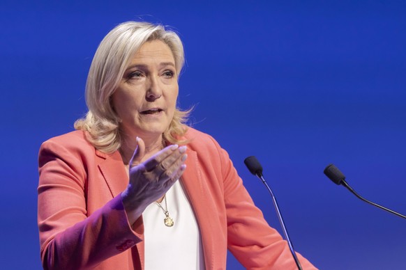 Montrouge, France March 15, 2022 - Hearing of the presidential candidates by France s mayors association AMF - marine le pen POLITIQUE, GRAND ORAL, ELECTION PRESIDENTIELLE, CANDIDAT, AMF, ASSOCIATION  ...