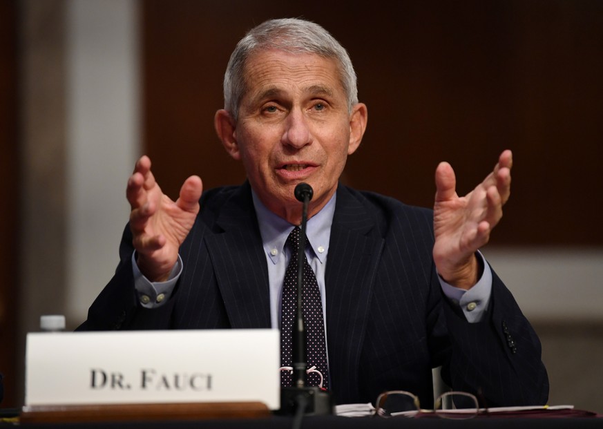 Dr Anthony Fauci, director of the National Institute for Allergy and Infectious Diseases, testifies during a Senate Health, Education, Labor and Pensions (HELP) Committee hearing on Capitol Hill in Wa ...