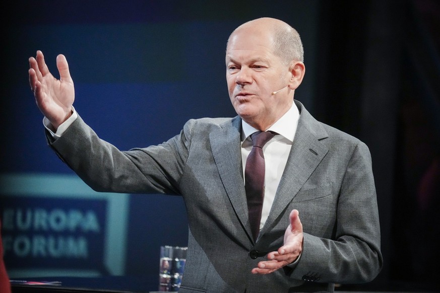 06.06.2023, Berlin: Bundeskanzler Olaf Scholz (SPD) nimmt am 25. Internationalen WDR Europaforum teil. Das diesjährige 25. Internationale WDR Europaforum wird sich damit auseinandersetzen, wie die EU  ...