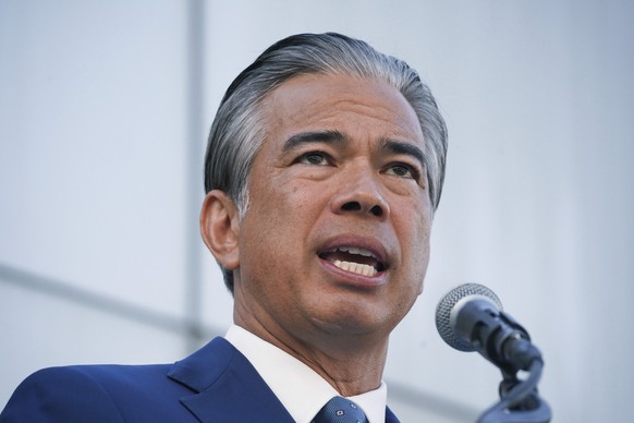 California Attorney General Rob Bonta speaks during a press conference announcing a bipartisan coalition of attorney generals filing lawsuits against TikTok for violation of state consumer protection  ...