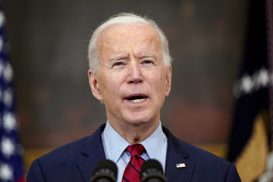 FILE - In this March 23, 2021, file photo, President Joe Biden speaks about the shooting in Boulder, Colo., in the State Dining Room of the White House in Washington. The White House is hoping to use  ...
