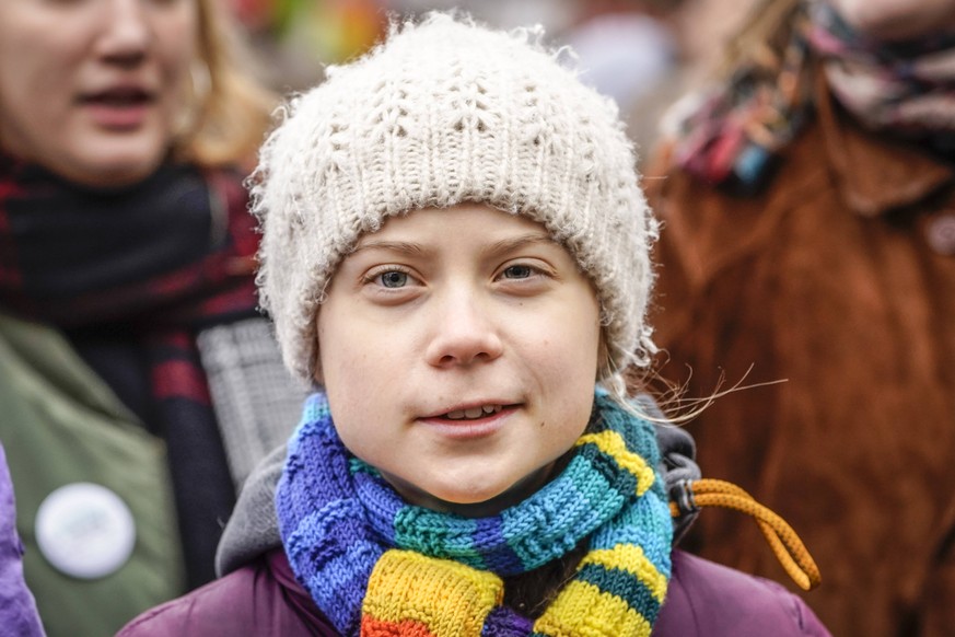 March 6, 2020, Brussels, Belgium: Greta Thunberg - European Climate March.Brussels , 06/03/2020.European march for the climate in the presence of Greta Thunberg ..Pix : Greta Thunberg.Credit : Daina L ...