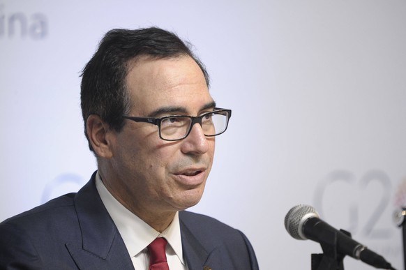 March 20, 2018 - Buenos Aires, Buenos Aires, Argentina - Secretary of Treasure of the USA Steven Mnuchin holds a press conference during the Second G20 Finance Ministers and Central Bank Governors. Bu ...