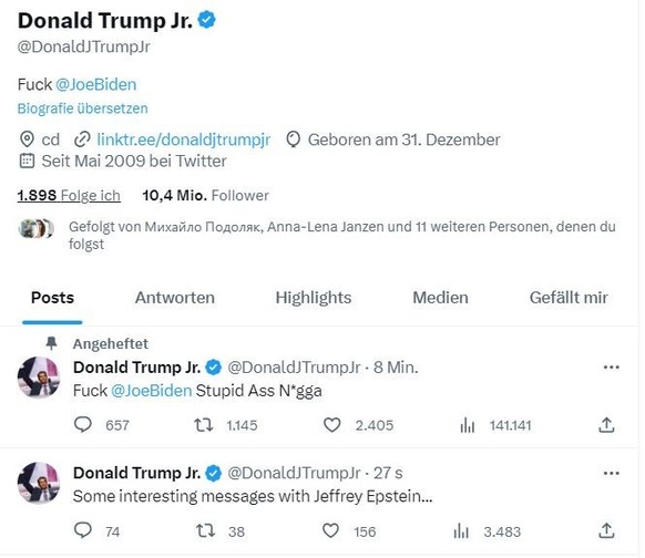 Ob es wohl tatsächlich interessante Nachrichten mit Jeffrey Epstein auf dem Trump-Profil gibt?