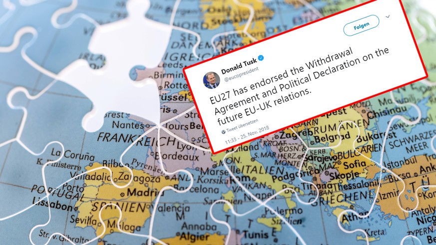 Mit einem Tweet verkündete EU-Ratspräsident Donald Tusk die Einigung im Brexit-Abkommen.