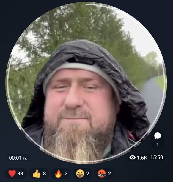 Auf Kadyrows Telegram-Kanal wurde ein Video des tschetschenischen Machthabers gepostet.