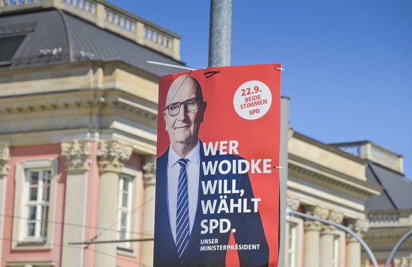 Dietmar Woidke, SPD, Wahlplakat zur Landtagswahl in Brandenburg am 22.09.2024, Potsdam, Brandenburg, Deutschland *** Dietmar Woidke, SPD, Election poster for the state election in Brandenburg on 22 09 ...