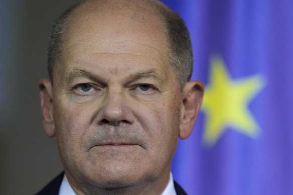 German Chancellor Olaf Scholz gives a statement after a meeting with government leaders in Berlin, Germany, Wednesday, Nov. 6, 2024. (AP Photo/Markus Schreiber)