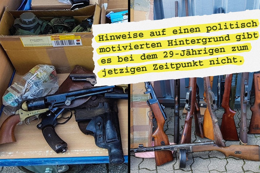 Diese Waffen hatte ein 29-Jähriger in Hannover gehortet. Außerdem Nazi-Devotionalien und viel Cash.