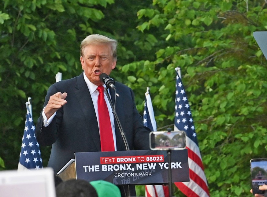 May 23, 2024, New York, New York, USA: Former President Donald Trump draws thousands for his rally in the Bronx, NY to campaign for president in the 2024 election. It was the first such rally in New Y ...
