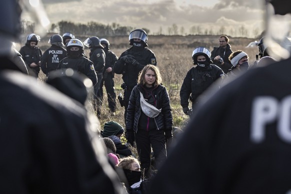 Thunberg bei der Blockade in Lützerath.