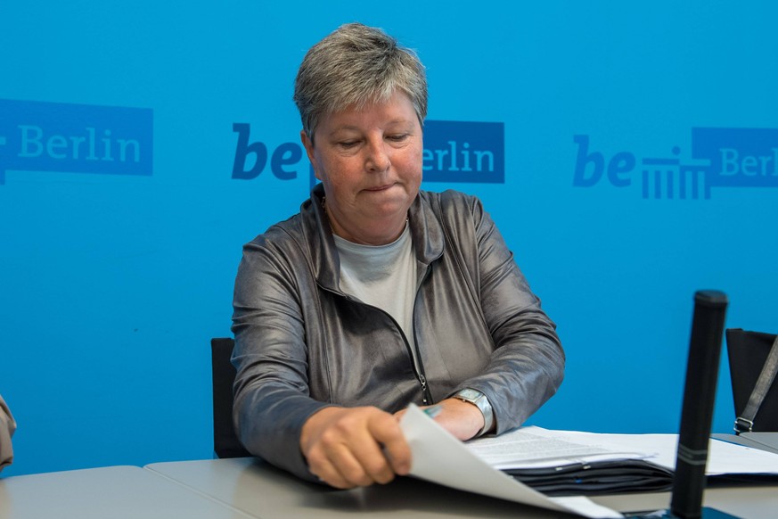 Berlin Politik Katrin Lompscher Stadtentwicklungsplan Auf der Senatspressekonferenz am Dienstag den 20. August 2019 stellte die Senatorin fuer Stadtentwicklung und Wohnen, Katrin Lompscher (im Bild) d ...