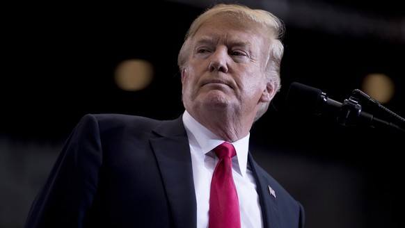 FILE - In this May 29, 2018 file photo, President Donald Trump pauses while speaking at a rally at the Nashville Municipal Auditorium, in Nashville, Tenn. Trump&#039;s personal attorney wants a federa ...