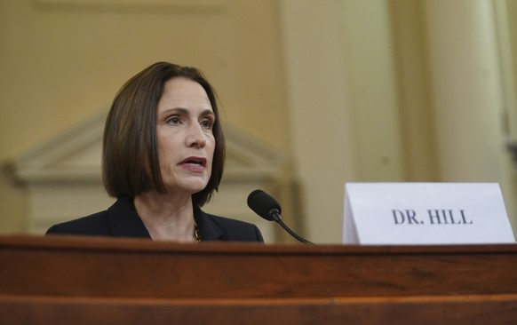 Fiona Hill, a former National Security Council senior director for Europe and Russia, testifies before the House Intelligence Committee Impeachment Hearing into President Donald Trump on Capitol Hill  ...