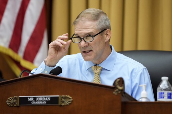 Rep. Jim Jordan, R-Ohio, chair of the House Committee on the Judiciary, speaks during an oversight hearing with FBI Director Christopher Wray, Wednesday, July 12, 2023, on Capitol Hill in Washington.  ...