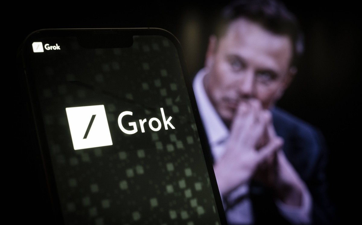 Elon Musks XAI Introduces Grok The xAI and Grok logos are seen in this illustration photo taken on 05 November, 2023 in Warsaw, Poland. Elon Musks s xAI company this week introduced Grok, its converst ...