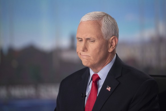 Former Vice President Mike Pence takes part in a FOX News Sunday Interview with Shannon Bream on Thursday, Dec. 1, 2022 in Washington. (AP Photo/Kevin Wolf)