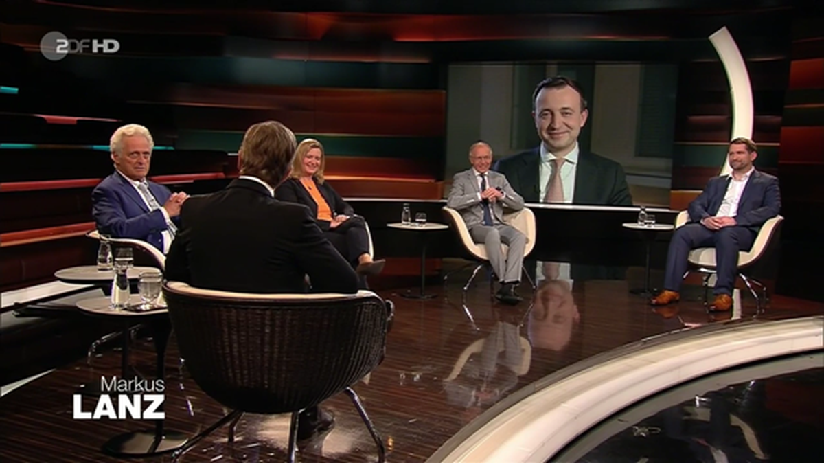 Die Gäste bei "Markus Lanz" (v.l.n.r.): Peter Ramsauer, Eva Quadbeck, Karl-Rudolf Korte, Paul Ziemiak und Thorsten Lehr.