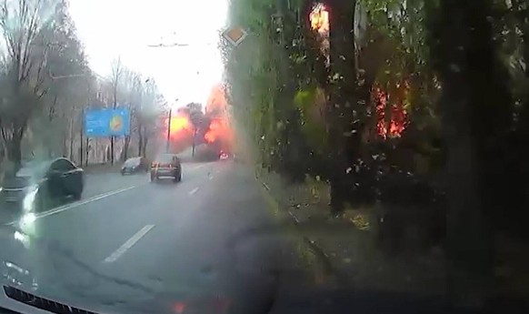 **VIDEO AVAILABLE: CONTACT INFOCOVERMG.COM TO RECEIVE** This video shows an explosion in the Ukrainian city of Dnipro following a Russian missile attack on Thursday 17November2022. According to local  ...
