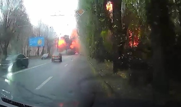 **VIDEO AVAILABLE: CONTACT INFOCOVERMG.COM TO RECEIVE** This video shows an explosion in the Ukrainian city of Dnipro following a Russian missile attack on Thursday 17November2022. According to local ...