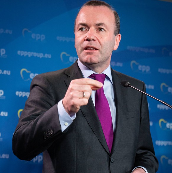 March 7, 2019 - Warsaw, Masovia, Poland - Chairman of the EPP Group, Manfred Weber gives a press conference with Grzegorz Schetyna (leader of Civic Platform) and Wladyslaw Kosiniak-Kamysz (leader of P ...