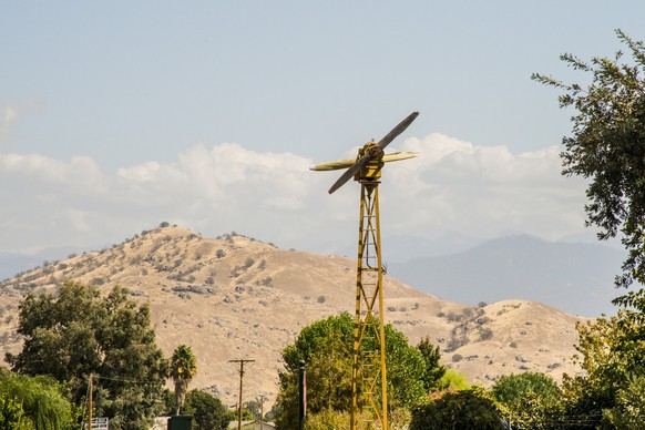 USA California. No Water No Life, California Drought Expedition 5. Tulare County, Woodlake, windmill