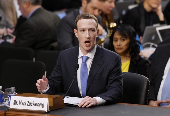 Federal Trade Commission Calls For Breakup Of Facebook File photo dated April 10, 2018 of Facebook CEO Mark Zuckerberg testifies before the Senate judiciary and commerce committees on Capitol Hill ove ...
