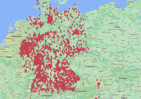 Google Maps Karte zu Asylunterkünften in Deutschland