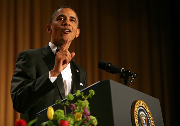 WASHINGTON, DC - APRIL 30: US President Barack Obama speaks at the annual White House Correspondent&#039;s Association Gala at the Washington Hilton hotel April 30, 2011 in Washington, DC. (Photo by M ...