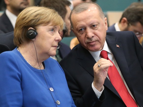 Angela Merkel im Gespräch mit Recep Tayyip Erdogan.