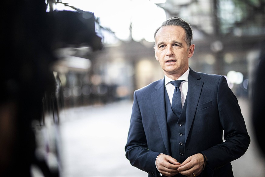 Heiko Maas, Bundesaussenminister, spricht zu den Medien vor dem Rat fuer Auswaertige Beziehungen in Bruessel, 21.09.2020. Bruessel Belgium *** Heiko Maas, German Foreign Minister, addresses the media  ...