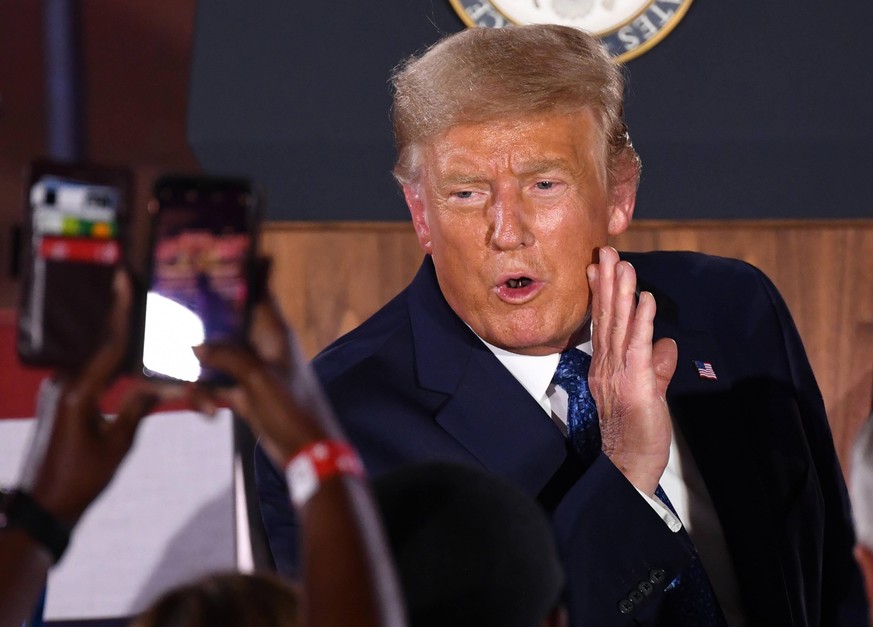 President Donald Trump speaks to supporters on the third night of the Republican National Convention, at Ft. McHenry in Baltimore, Maryland on Wednesday, August 26, 2020. PUBLICATIONxINxGERxSUIxAUTxHU ...