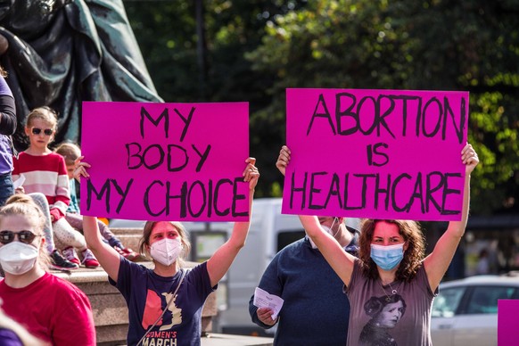 October 2, 2021, Munich, Bavaria, Germany: Joining the rallies around the United States and the world, the Democrats Abroad Munich chapter and other supporters organized a rally for abortion rights ou ...