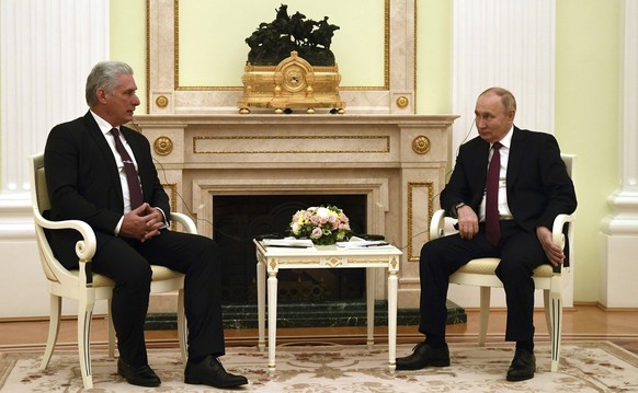 November 22, 2022, Moscow, Moscow Oblast, Russia: Russian President Vladimir Putin holds a face-to-face bilateral meeting with Cuban President Miguel Diaz-Canel Bermudez at the Kremlin, November 23, 2 ...