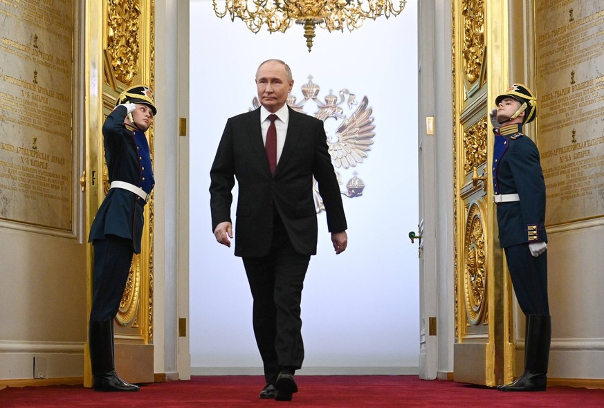 RUSSIA, MOSCOW - MAY 7, 2024: Russia s President Vladimir Putin arrives for his inauguration ceremony at the Grand Kremlin Palace. Sergei Bobylev/POOL/TASS PUBLICATIONxINxGERxAUTxONLY 69766662