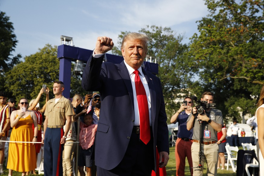 President Donald Trump arrives at a &quot;Salute to America&quot; event on the South Lawn of the White House, Saturday, July 4, 2020, in Washington. (AP Photo/Patrick Semansky)