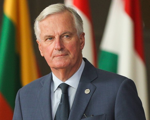 (181017) -- BRUSSELS, Oct. 17, 2018 -- European Union s chief Brexit negotiator Michel Barnier arrives at the European Council in Brussels, Belgium, Oct. 17, 2018. The current status of the Brexit neg ...