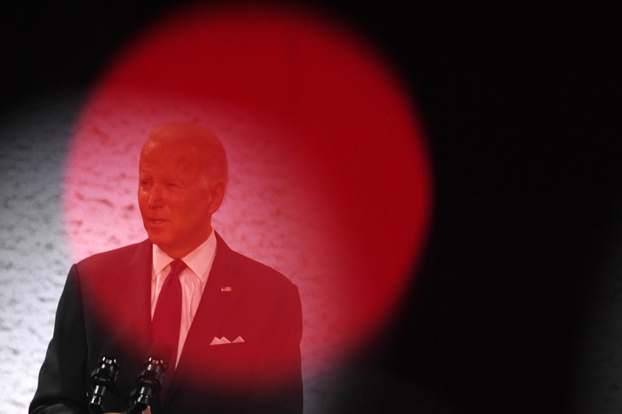 Italy G20 Summit 6686332 31.10.2021 US President Joe Biden speaks during the final news conference following the G20 Leaders Summit at the La Nuvola conference center, in Rome, Italy. Pavel Bednyakov  ...