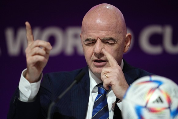 Sport Bilder des Tages FIFA Technical Study Group Presentation - FIFA World Cup, WM, Weltmeisterschaft, Fussball 2022 - Main Media Centre FIFA President Gianni Infantino during the FIFA Technical Stud ...
