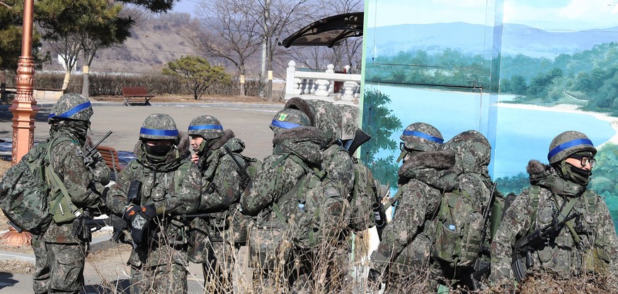 Südkoreanische Soldaten an der Grenze zu Nordkorea. 