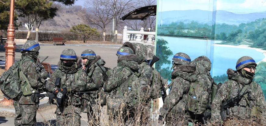 Südkoreanische Soldaten an der Grenze zu Nordkorea.