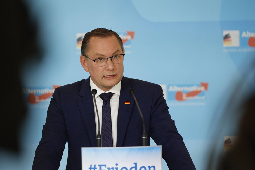 Deutschland, Berlin, Reichstag, Pressekonferenz: Tino Chrupalla, Bundessprecher, Alternative für Deutschland *** Germany, Berlin, Reichstag, press conference Tino Chrupalla, federal spokesman, Alterna ...