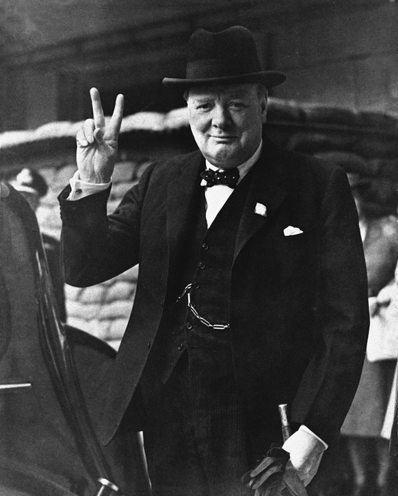 Kein falscher Pathos: Churchills Victory-Zeichen.